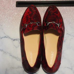 Shoe Dazzle red pleather loafers, 9.5